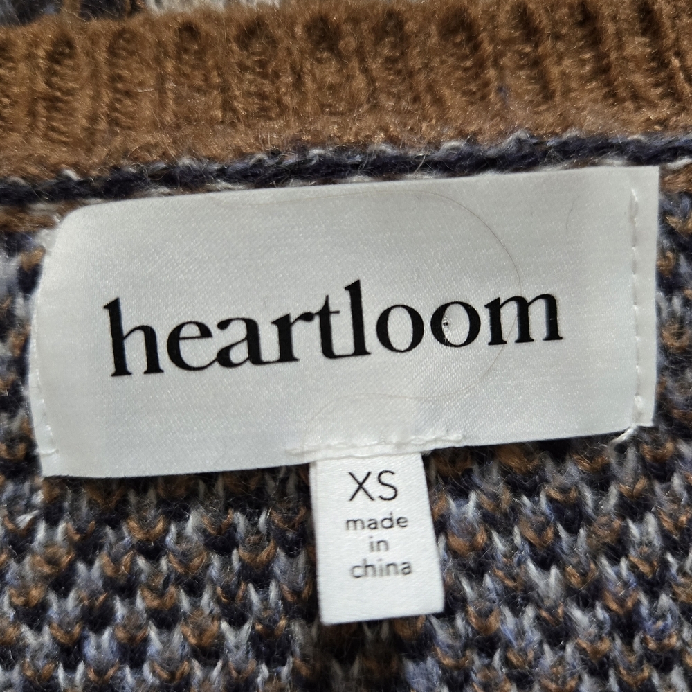 Heartloom Wool Blend Soft Cardigan - Tan and Blue. Size Small - Picture 6 of 9